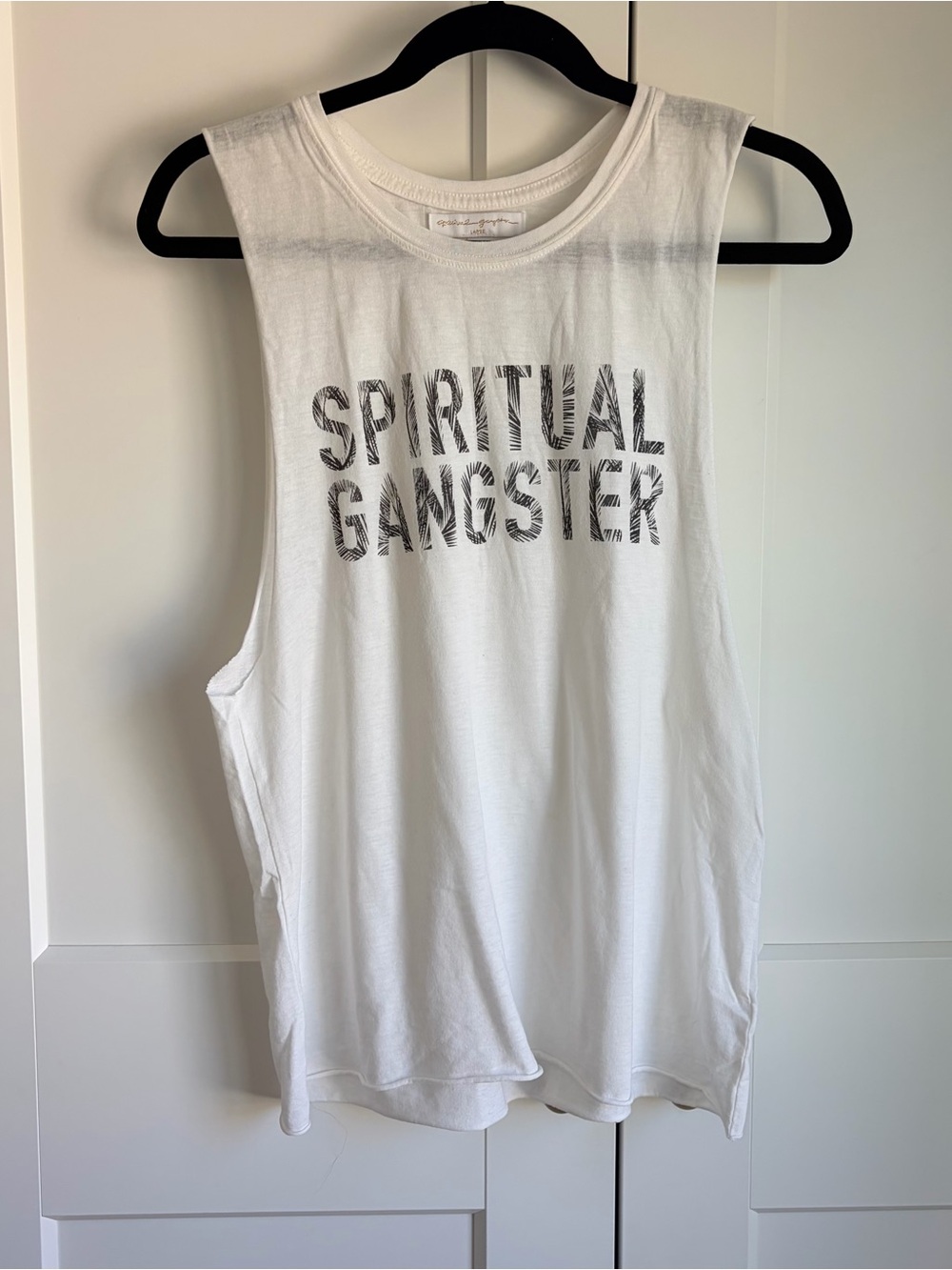 Spiritual Gangster White Muscle Tee with Black Logo